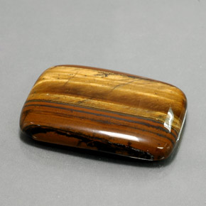 Olho de Tigre Dourado Marrom Natural 47.03ct, Almofada cortada, Opaco