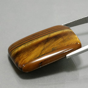 Olho de Tigre Dourado Marrom Natural 47.03ct, Almofada cortada, Opaco