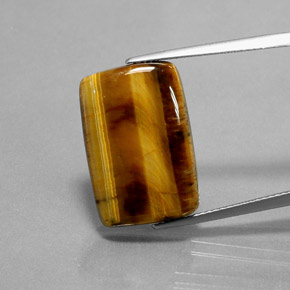 Olho de Tigre Dourado Marrom Natural 13.18ct, baguete, Opaco