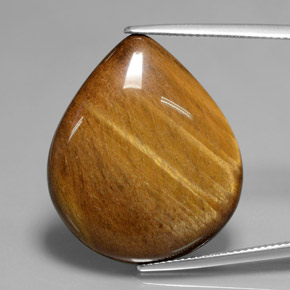 Tiger's eye marrom natural 30,37ct, formato de pêra, opaco