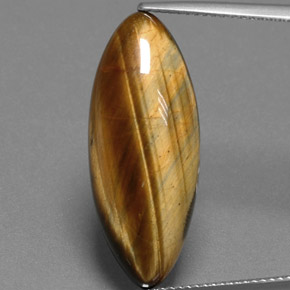 Tiger's eye marrom natural 14,53ct, marquise, opaco