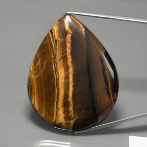 Tiger's eye marrom natural 117,80ct, formato de pêra, opaco