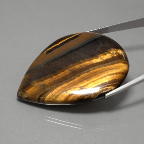 Tiger's eye marrom natural 117,80ct, formato de pêra, opaco