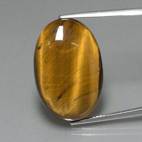 Olho de Tigre Dourado Marrom Natural 19.99ct, Corte Oval, Opaco
