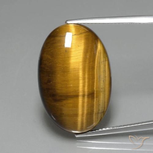 19.63ct Natural Marrom dourado Olho de Tigre, oval, Opaco
