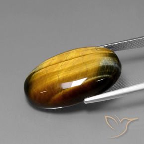 Olho de Tigre Castanho médio Natural 20.61ct, oval, Opaco