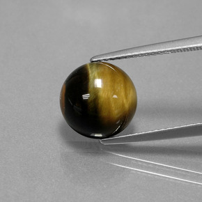Tiger's eye marrom natural 3,81ct, corte redondo, opaco