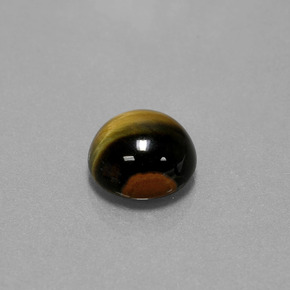 Tiger's eye marrom natural 3,81ct, corte redondo, opaco