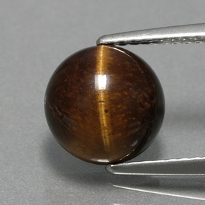 Tiger's eye marrom natural 2,79ct, corte redondo, opaco