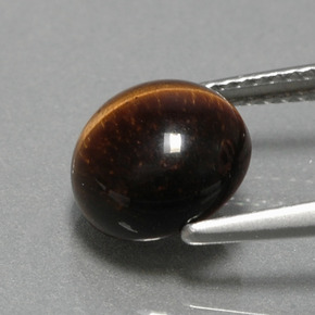 Tiger's eye marrom natural 2,79ct, corte redondo, opaco