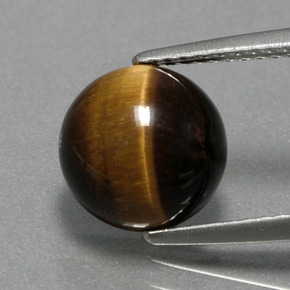 Tiger's eye marrom natural 2,78ct, corte redondo, opaco