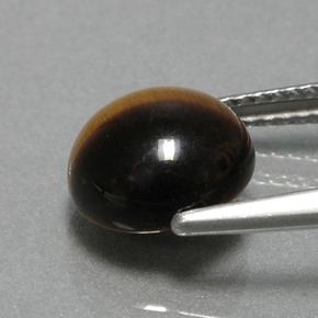 Tiger's eye marrom natural 2,78ct, corte redondo, opaco