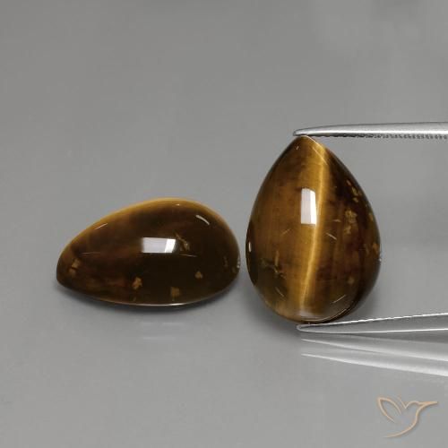 22.97ctw Natural castanho-avermelhado Olho de Tigre, Formato de pêra, Opaco