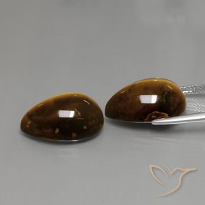 Pedras preciosas de Olho de Tigre castanho-avermelhado natural de 22.97 ct, Formato de pêra, Opaco