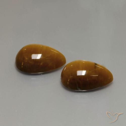 Pedras preciosas de Olho de Tigre Marrom dourado natural de 22.63 ct, Formato de pêra, Opaco