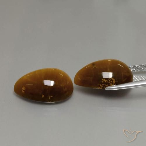 Pedras preciosas de Olho de Tigre Marrom dourado natural de 22.63 ct, Formato de pêra, Opaco