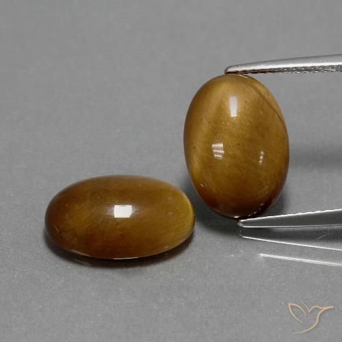 9.05ctw Natural Marrom dourado Olho de Tigre, oval, Opaco