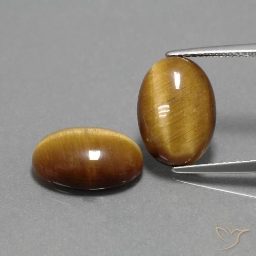 9.08ctw Natural Castanho Médio-Claro Olho de Tigre, oval, Opaco