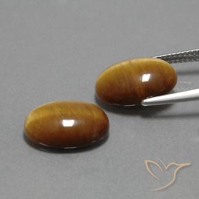 Pedras preciosas de Olho de Tigre Castanho Médio-Claro natural de 9.08 ct, oval, Opaco