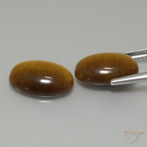 Pedras preciosas de Olho de Tigre Marrom Quente natural de 9.16 ct, oval, Opaco