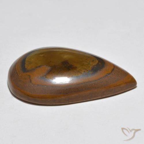 Olho de Tigre Castanho Cedro Natural 43.20ct, Formato de pêra, Opaco