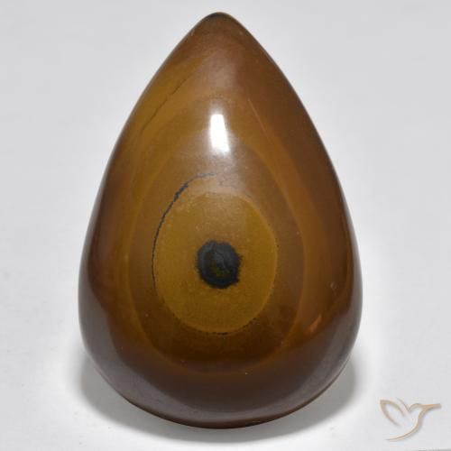 44.39ct Natural Castanho médio Olho de Tigre, Formato de pêra, Opaco