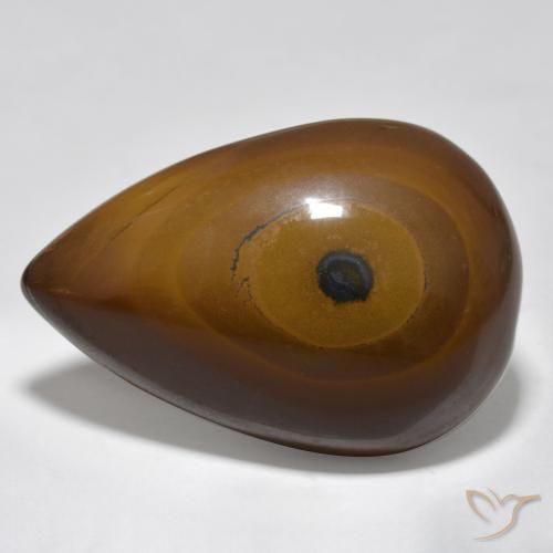 Olho de Tigre Castanho médio Natural 44.39ct, Formato de pêra, Opaco