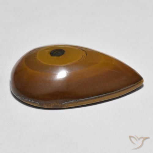 Olho de Tigre Castanho médio Natural 44.39ct, Formato de pêra, Opaco
