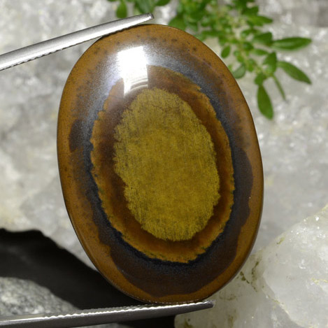 Tiger's eye marrom natural 34,91ct, corte oval, opaco