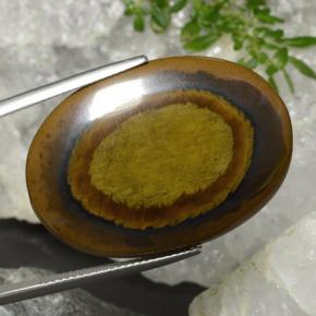 Tiger's eye marrom natural 34,91ct, corte oval, opaco