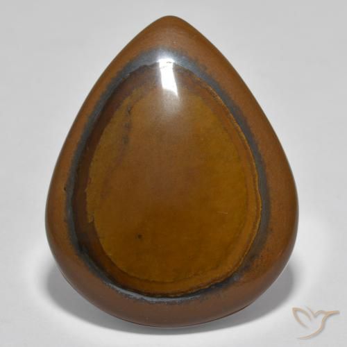 34.80ct Natural Castanho Cedro Olho de Tigre, Formato de pêra, Opaco