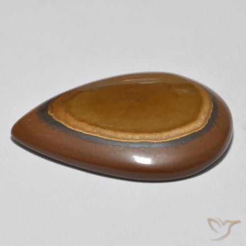 Olho de Tigre Castanho Cedro Natural 34.80ct, Formato de pêra, Opaco