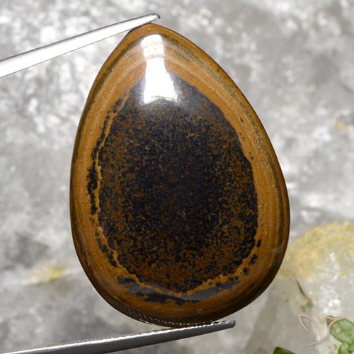 35.89ct Natural Pecan Brown Olho de Tigre, Formato de pêra, Opaco