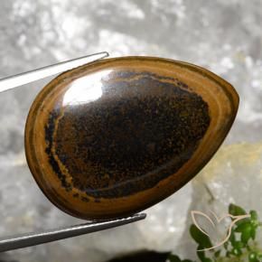 Olho de Tigre Pecan Brown Natural 35.89ct, Formato de pêra, Opaco