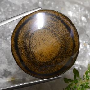 Tiger's eye marrom natural 59,01ct, corte redondo, opaco