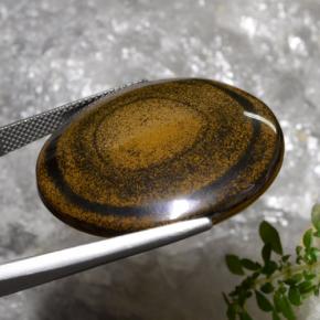 Tiger's eye marrom natural 59,01ct, corte redondo, opaco