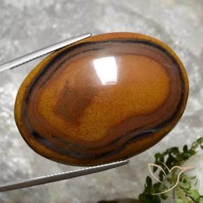 Tiger's eye marrom natural 92,65ct, corte oval, opaco