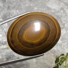 Tiger's eye marrom natural 89,36ct, corte oval, opaco