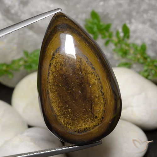 59.01ct Natural castanho-avermelhado Olho de Tigre, Formato de pêra, Opaco
