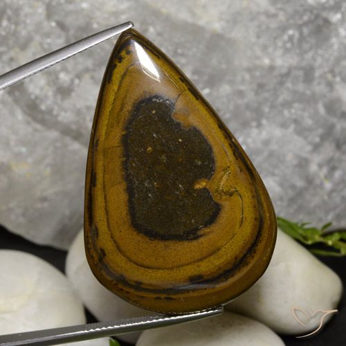 52.90ct Natural Castanho médio-escuro Olho de Tigre, Formato de pêra, Opaco