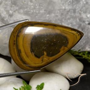 Olho de Tigre Castanho médio-escuro Natural 52.90ct, Formato de pêra, Opaco