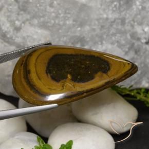 Olho de Tigre Castanho médio-escuro Natural 52.90ct, Formato de pêra, Opaco