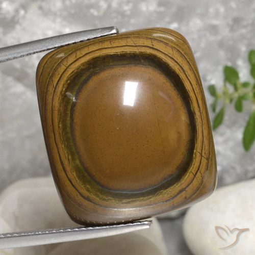 40.92ct Natural Marrom dourado Olho de Tigre, Almofada, Opaco
