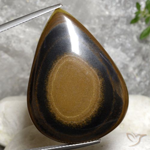 45.66ct Natural castanho-avermelhado Olho de Tigre, Formato de pêra, Opaco