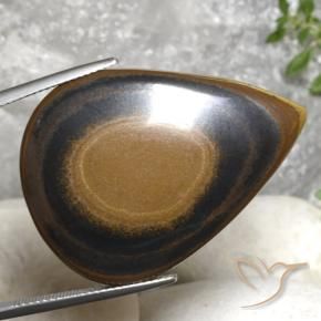 Olho de Tigre castanho-avermelhado Natural 45.66ct, Formato de pêra, Opaco