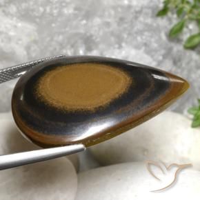 Olho de Tigre castanho-avermelhado Natural 45.66ct, Formato de pêra, Opaco
