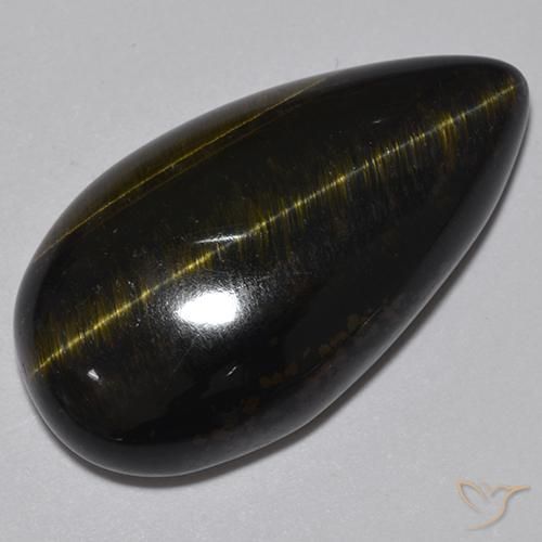 19.70ct Natural Dourado Marrom Olho de Tigre, Formato de pêra, Opaco