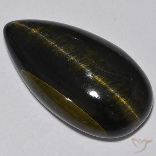 Olho de Tigre Dourado Marrom Natural 19.70ct, Formato de pêra, Opaco