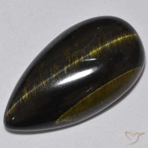 Olho de Tigre Dourado Marrom Natural 19.70ct, Formato de pêra, Opaco