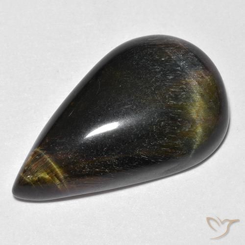 19.38ct Natural Dourado Marrom Olho de Tigre, Formato de pêra, Opaco